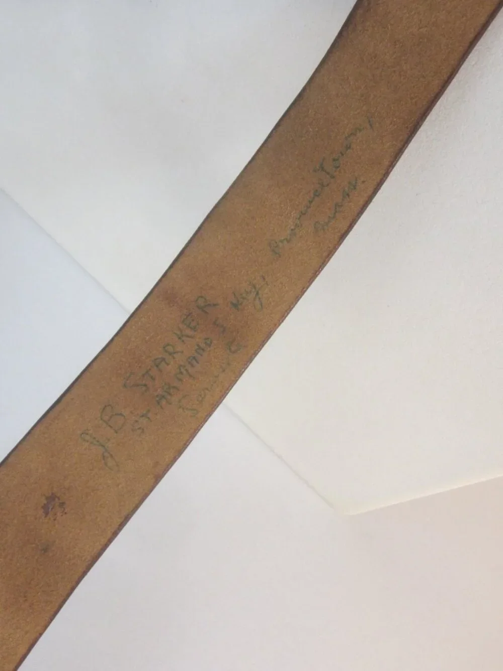 RARE 60s Vintage J.B. Starker Provincetown Handmade Brown Leather Belt XS 24-25